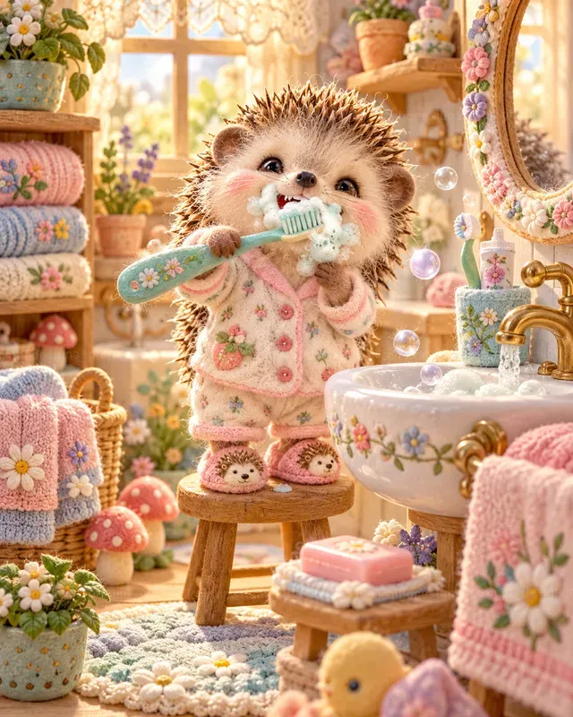Handcrafted Felt Toothbrushing Animals