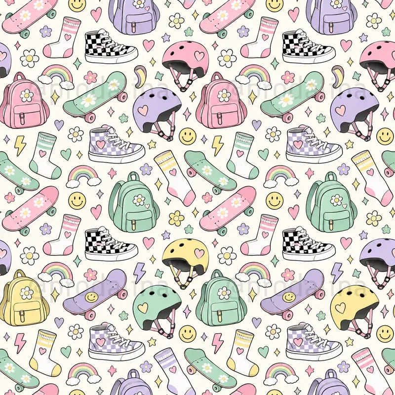 Cute Teenage Girl Seamless Patterns