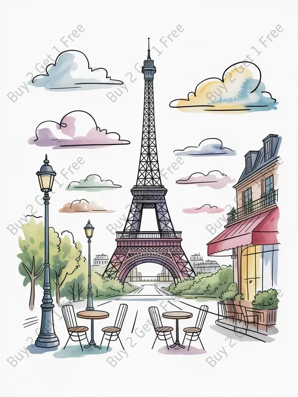 Watercolor Line Art Travel Tshirt Designs