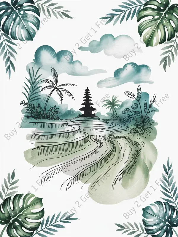 Watercolor Line Art Travel Tshirt Designs