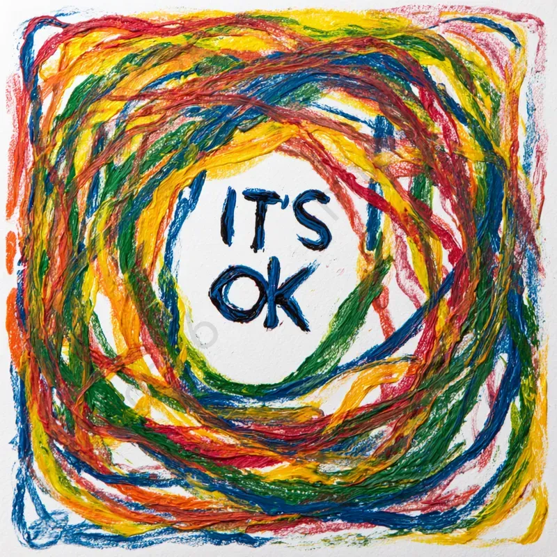 Childlike Crayon Drawings With Text