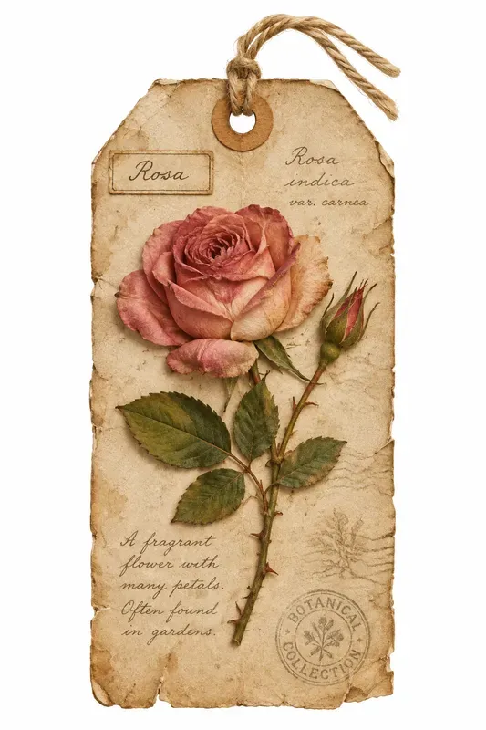 Vintage Flower Junk Journal Tags Ephemera