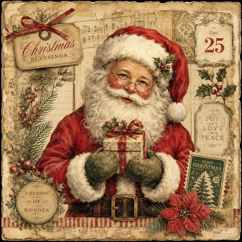Vintage Christmas Journal Card Art