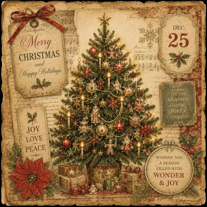 Vintage Christmas Journal Card Art