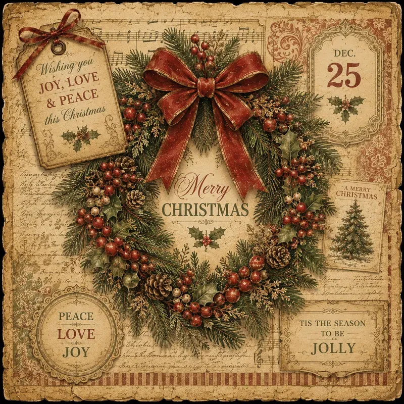 Vintage Christmas Journal Card Art