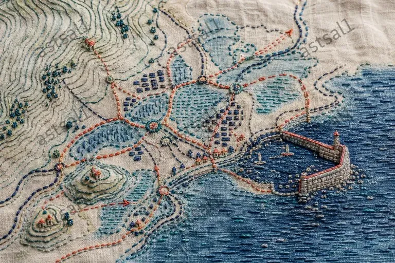 Embroidered Topographic Story Maps