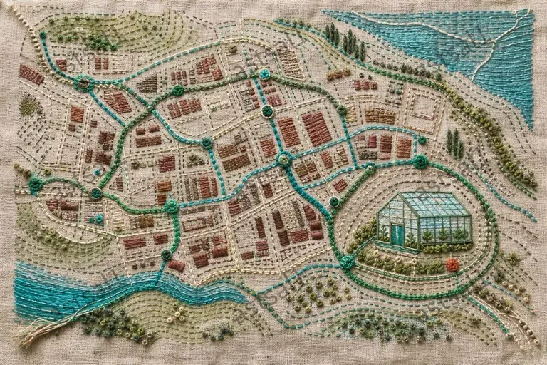 Embroidered Topographic Story Maps