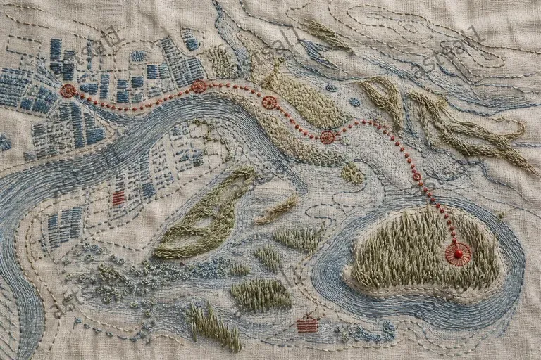 Embroidered Topographic Story Maps