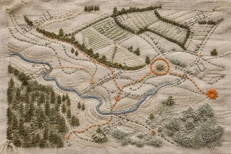 Embroidered Topographic Story Maps