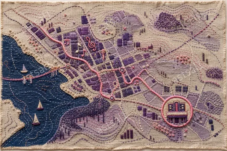 Embroidered Topographic Story Maps