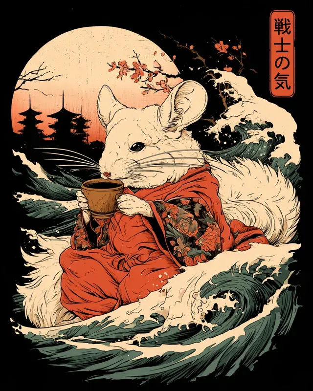 Japanese Ukiyoe Animal Tshirt Prints