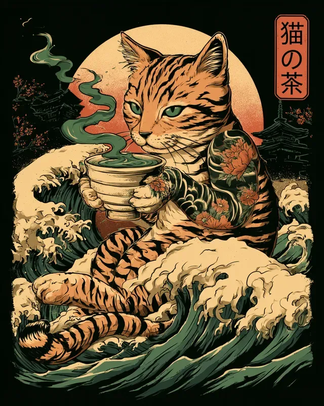 Japanese Ukiyoe Animal Tshirt Prints
