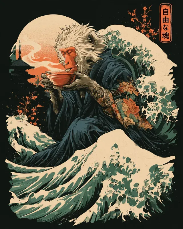 Japanese Ukiyoe Animal Tshirt Prints
