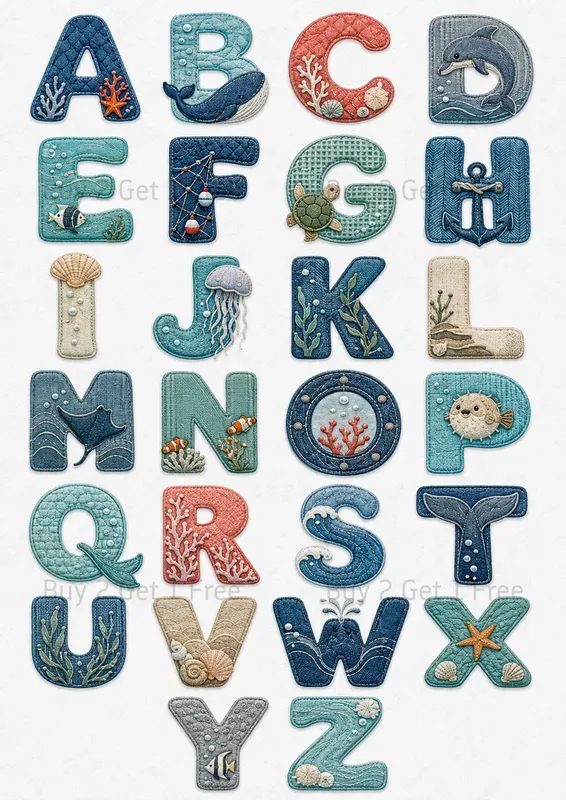 Embroidery Alphabet Design Sheets