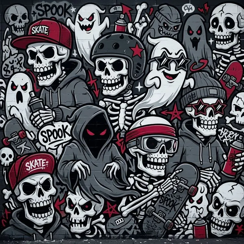 Urban Graffiti Character Doodle Collages
