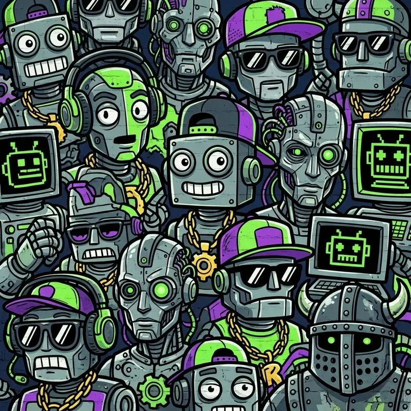 Urban Graffiti Character Doodle Collages