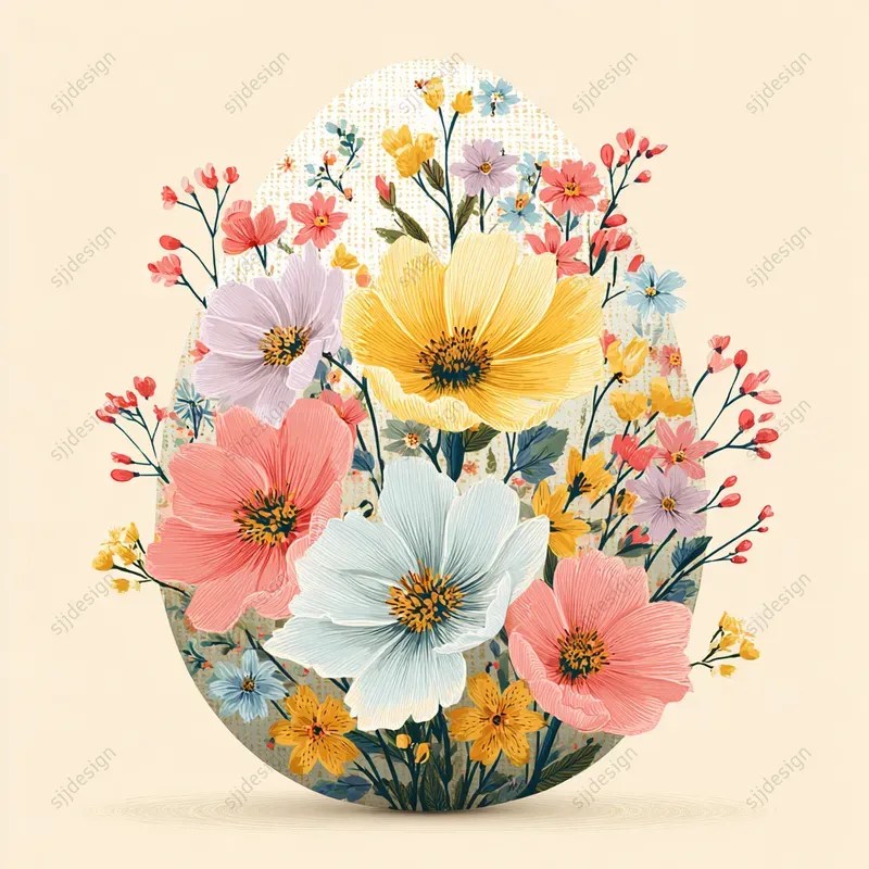 Whimsical Easter Folk Illustration Art