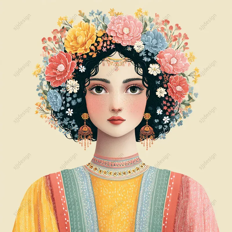 Whimsical Easter Folk Illustration Art