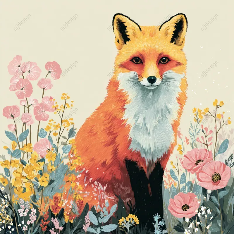 Whimsical Easter Folk Illustration Art