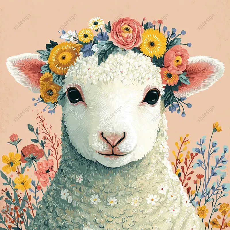 Whimsical Easter Folk Illustration Art