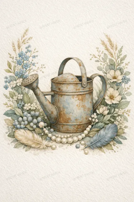 Shabby Chic Garden Day Watercolor Art