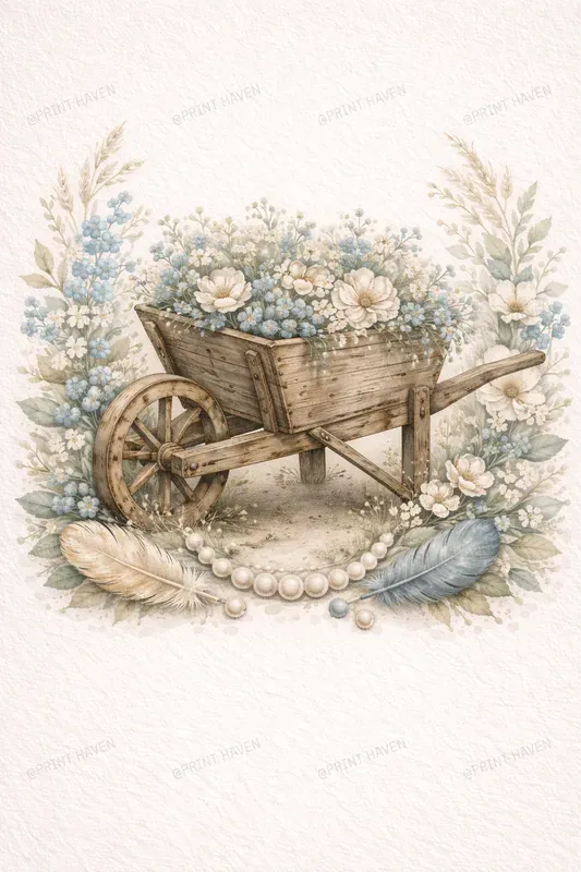 Shabby Chic Garden Day Watercolor Art