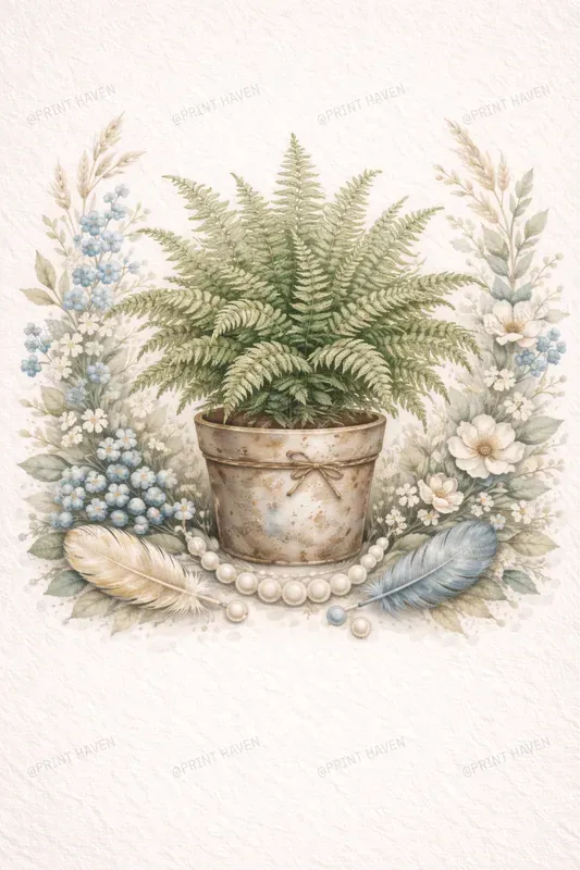 Shabby Chic Garden Day Watercolor Art