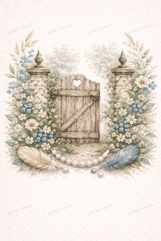 Shabby Chic Garden Day Watercolor Art
