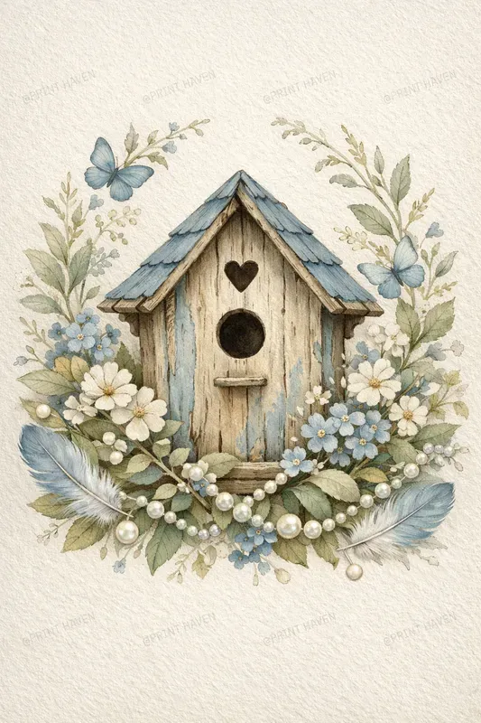 Shabby Chic Garden Day Watercolor Art