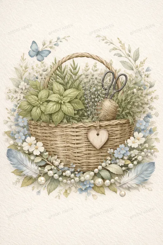 Shabby Chic Garden Day Watercolor Art
