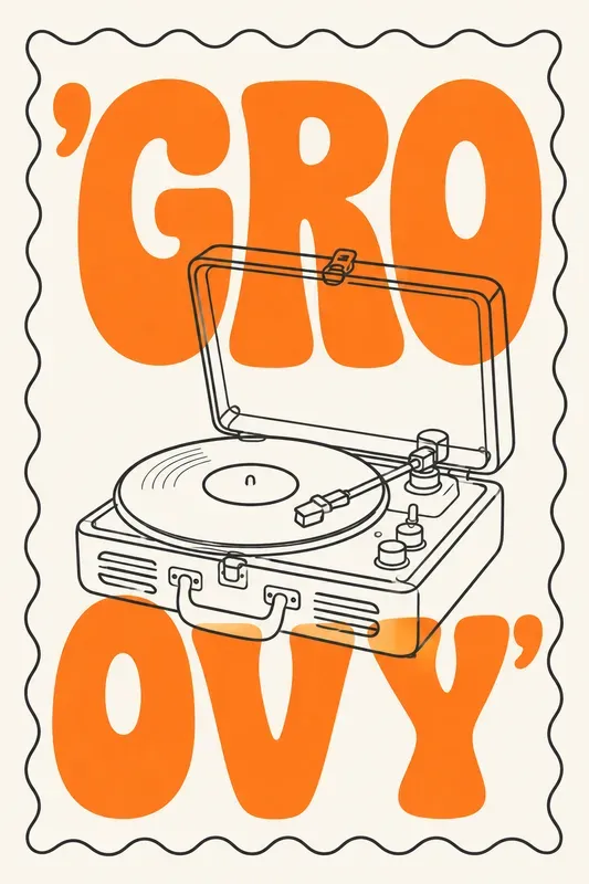 Retro Wavy Line Art Typography Posters
