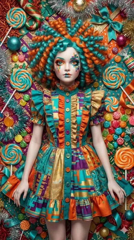 Glitchy Glam Christmas Fashion Portraits