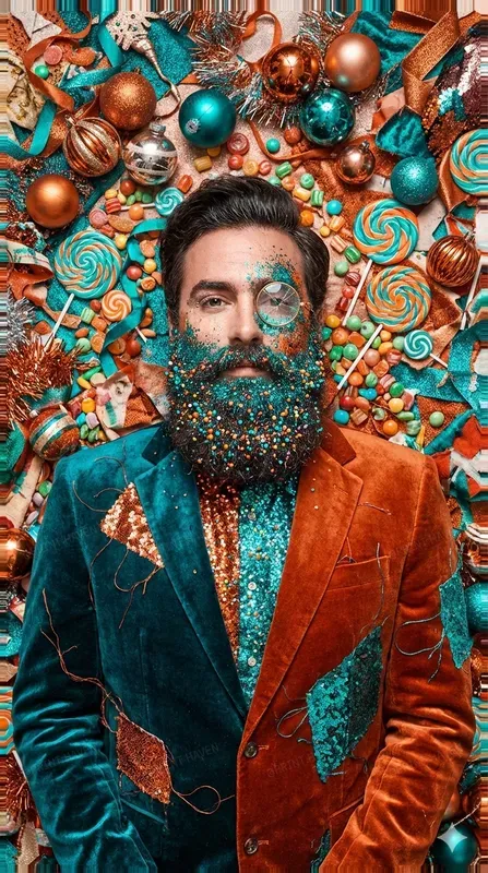 Glitchy Glam Christmas Fashion Portraits