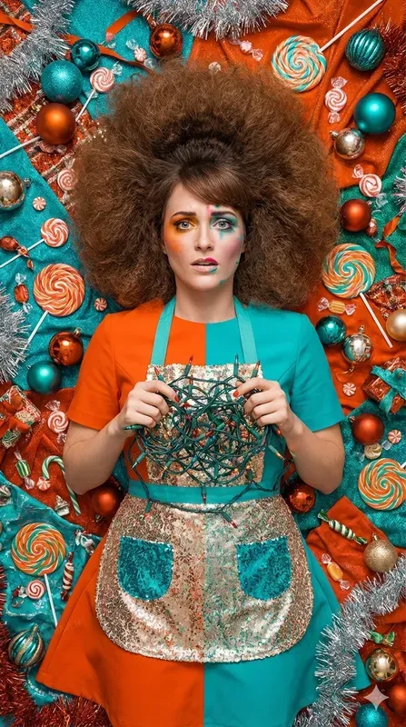 Glitchy Glam Christmas Fashion Portraits