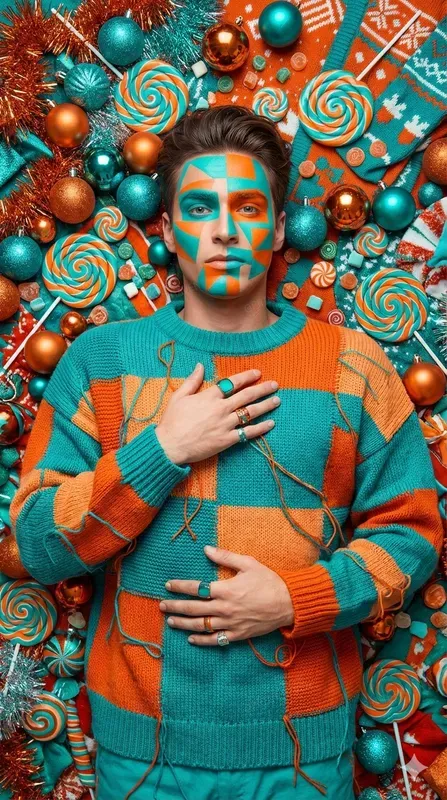 Glitchy Glam Christmas Fashion Portraits