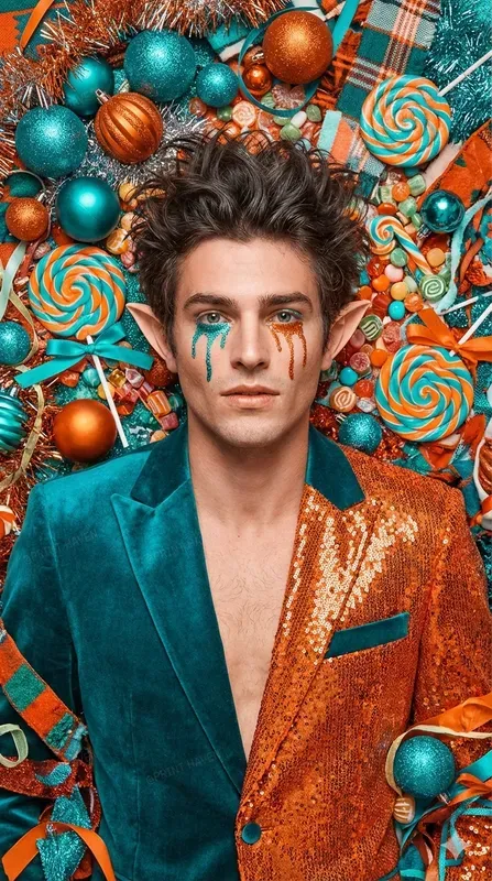 Glitchy Glam Christmas Fashion Portraits