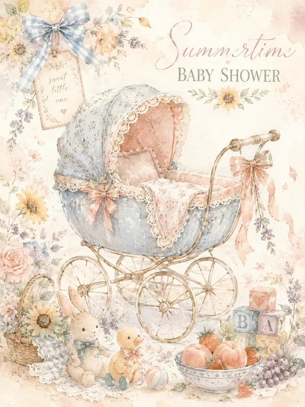 Vintage Summertime Baby Shower Cards