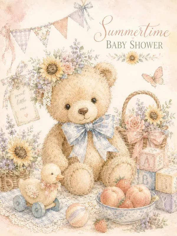 Vintage Summertime Baby Shower Cards