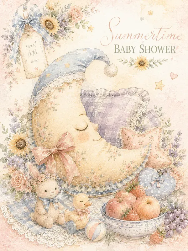 Vintage Summertime Baby Shower Cards