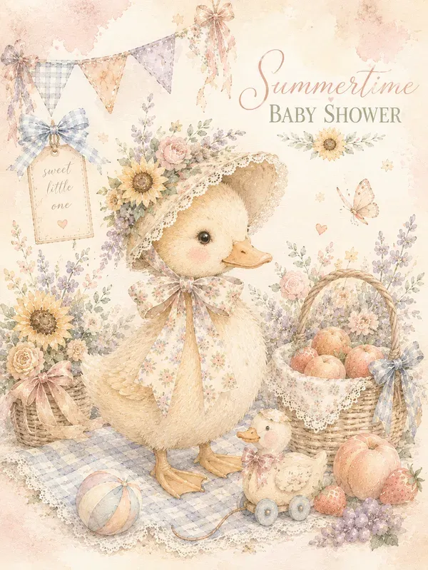 Vintage Summertime Baby Shower Cards