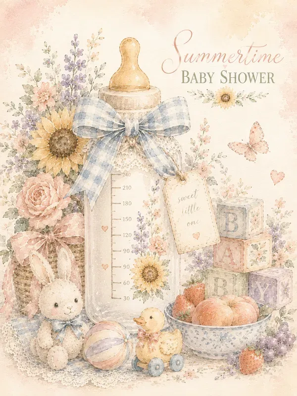 Vintage Summertime Baby Shower Cards