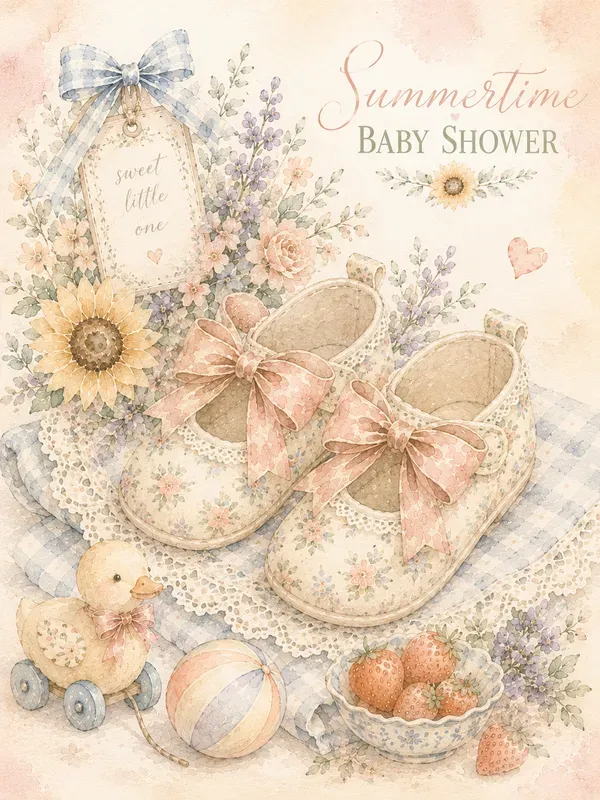 Vintage Summertime Baby Shower Cards