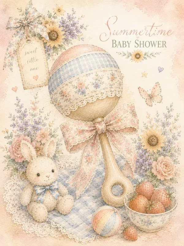 Vintage Summertime Baby Shower Cards