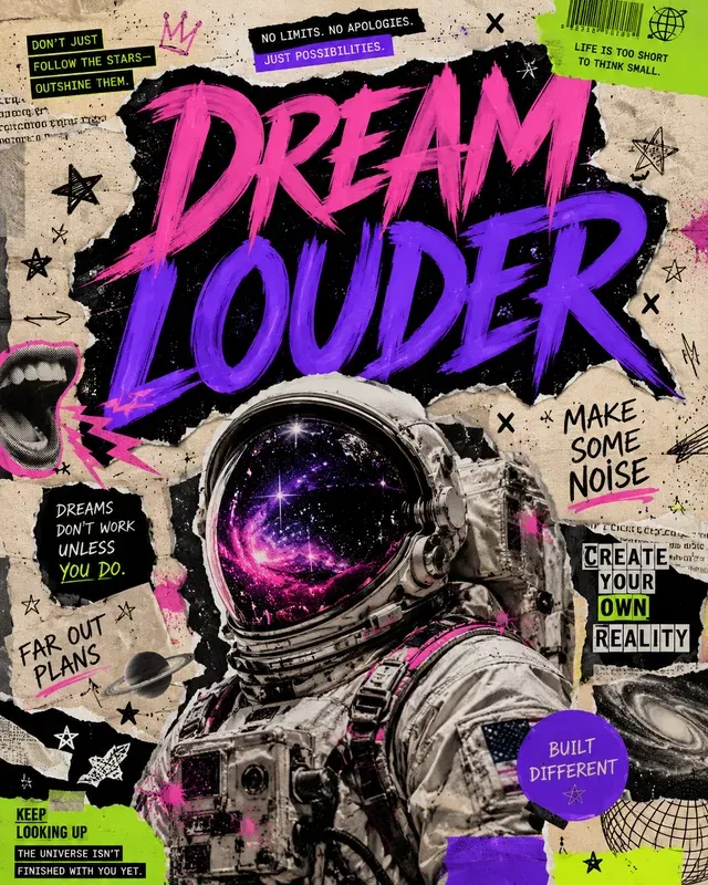 Rebellious Neon Collage Posters Kits