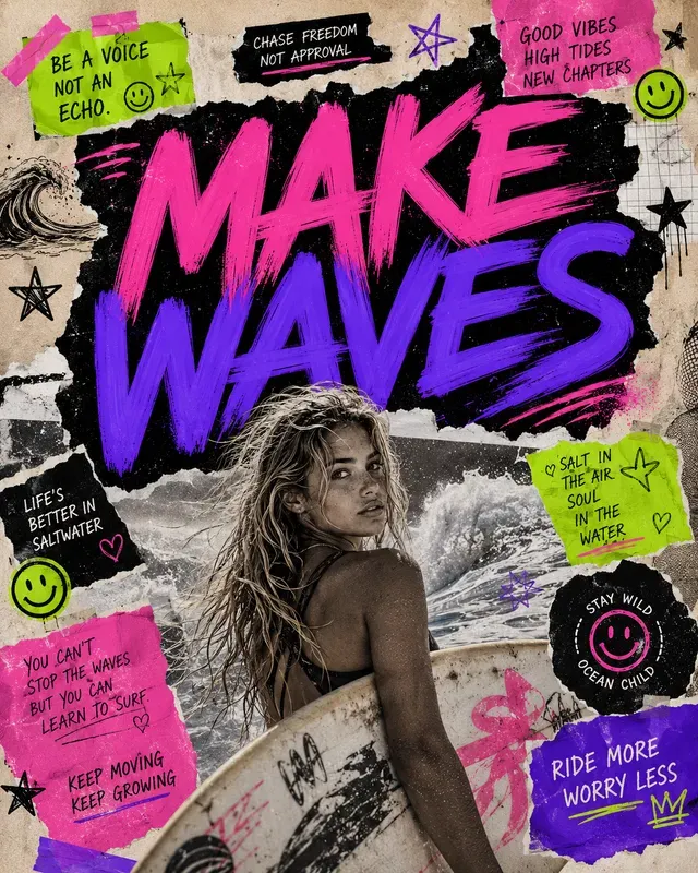 Rebellious Neon Collage Posters Kits