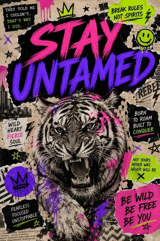 Rebellious Neon Collage Posters Kits