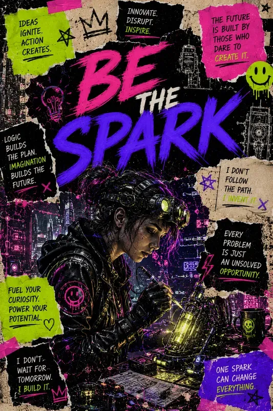 Rebellious Neon Collage Posters Kits