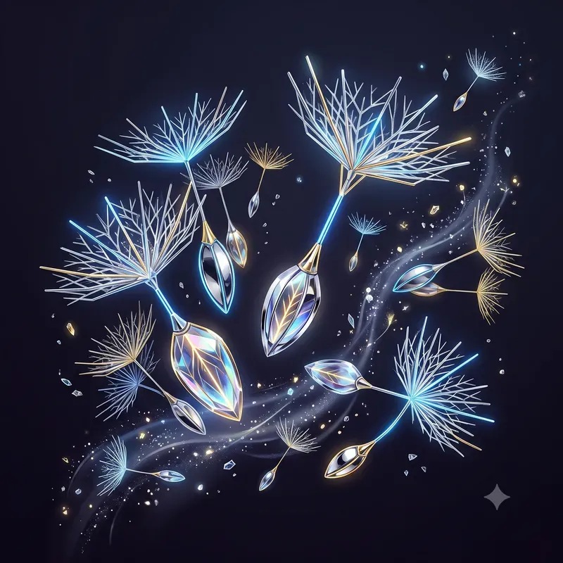 Neon Floating Crystal Seed Emblems