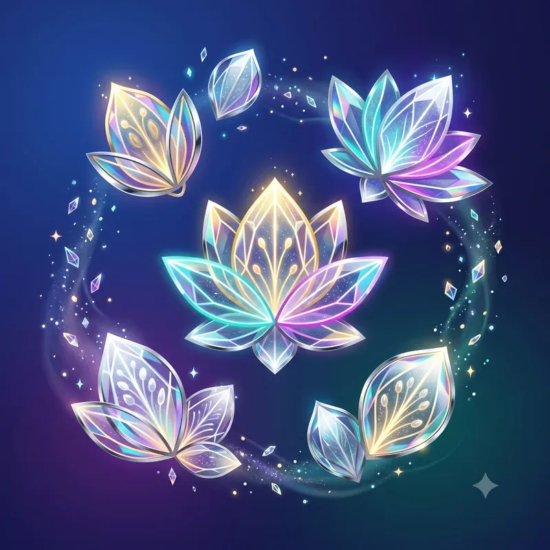Neon Floating Crystal Seed Emblems