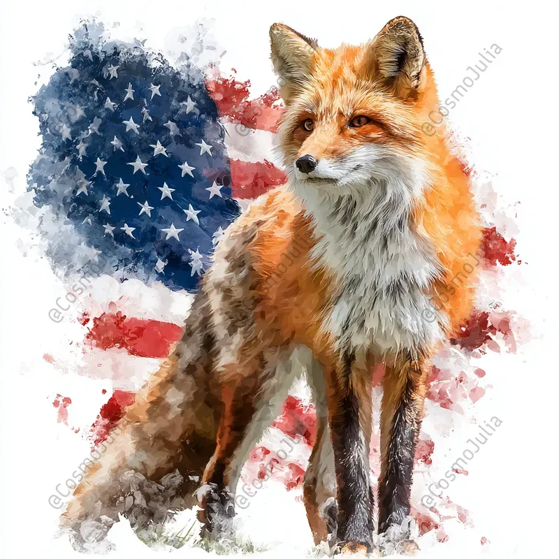 Patriotic American Flag Animal Art